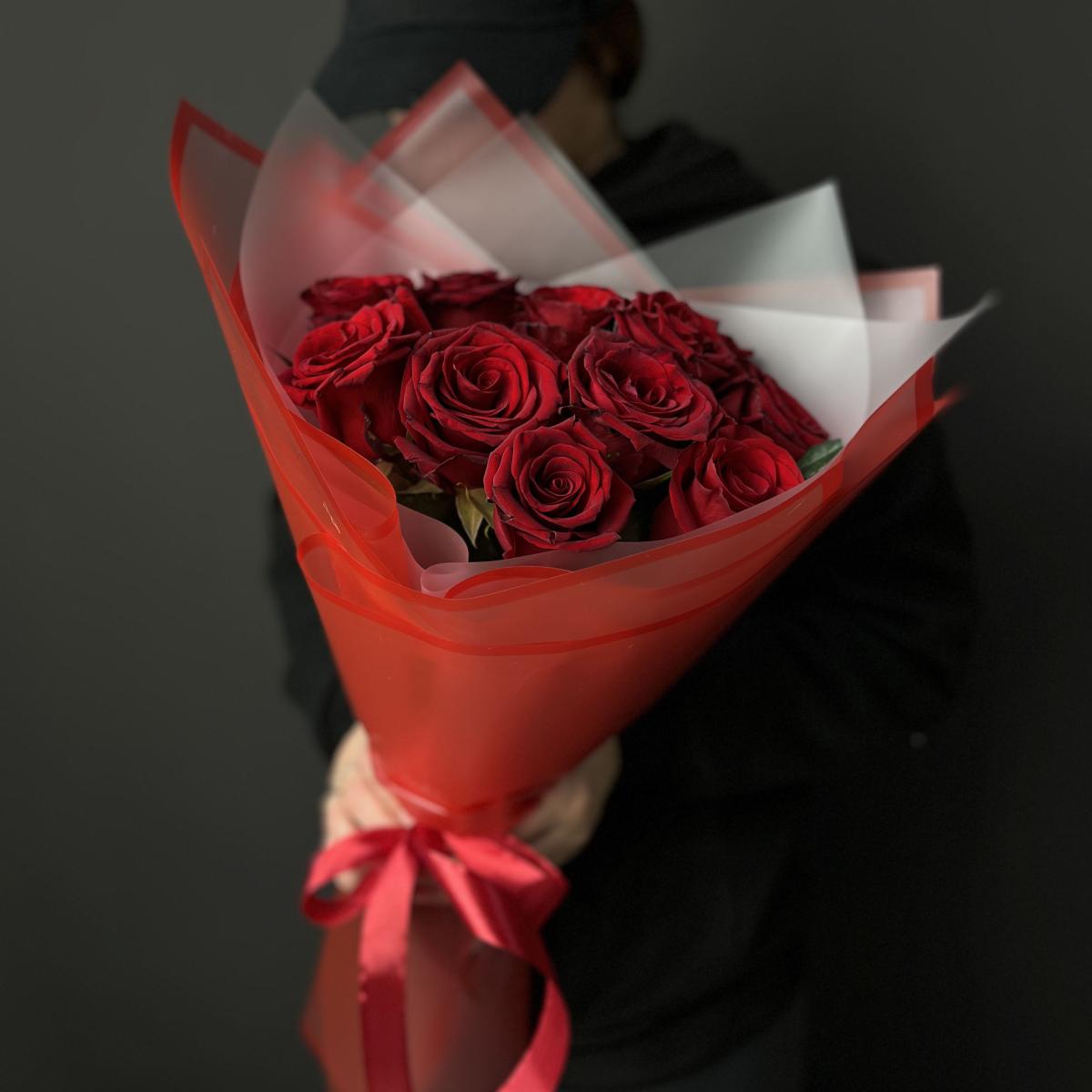 Букеты из красных роз 40 см (Эквадор) [код товара  199752]