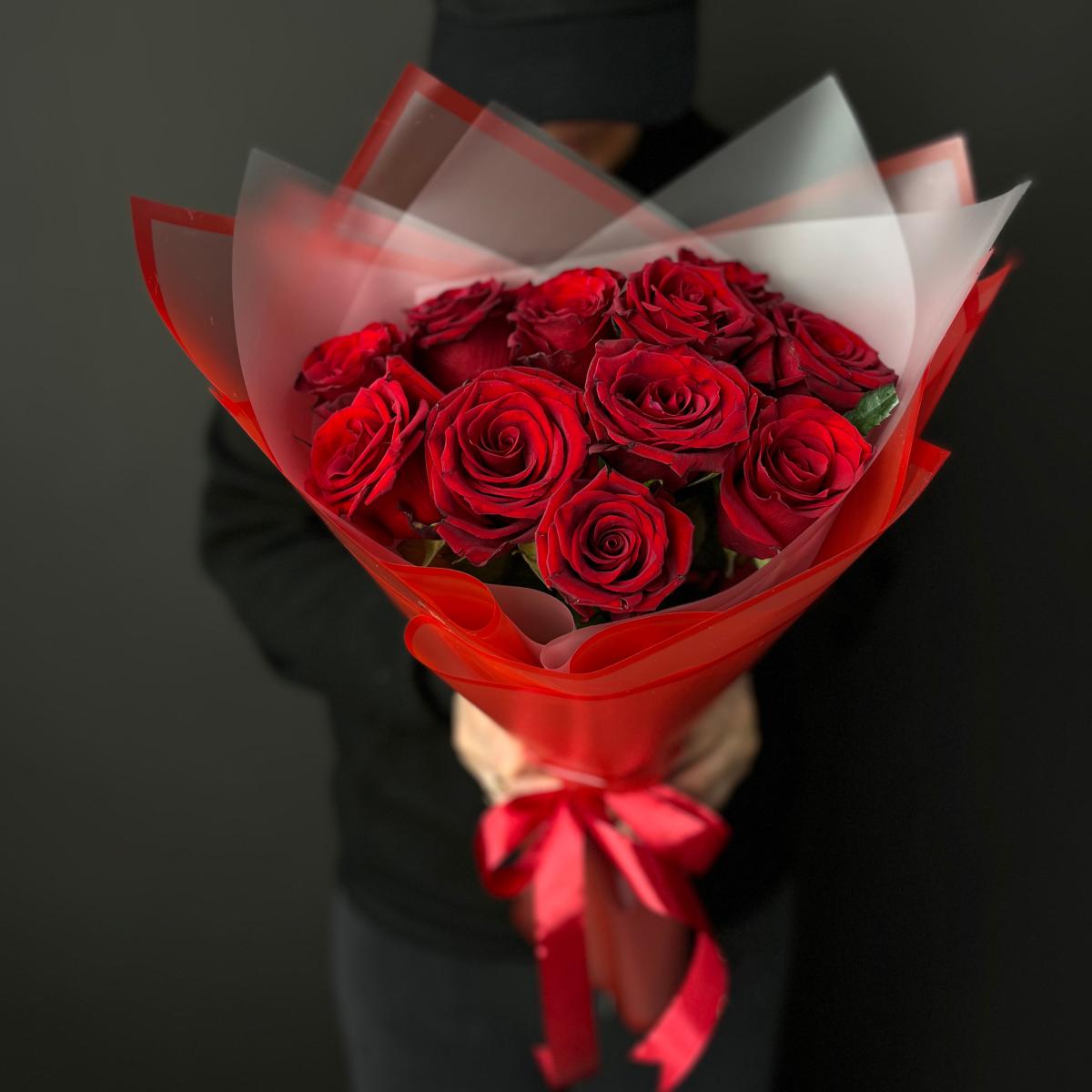 Букеты из красных роз 40 см (Эквадор) [код товара  199752]