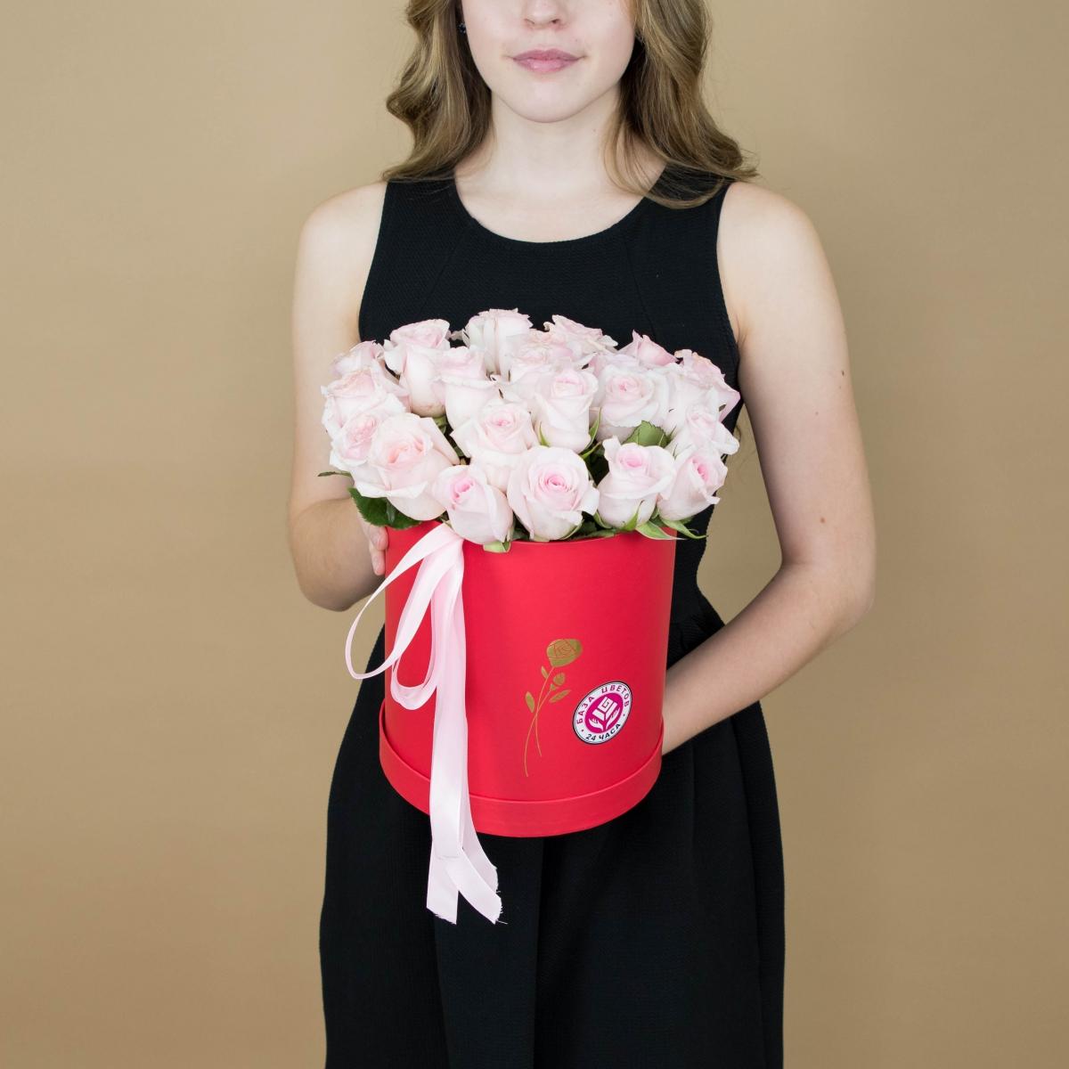 Розы розовые в шляпной коробке Артикул  2088