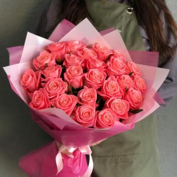 Розовые розы 50 см 25 шт. (Россия) (код товара  354090)