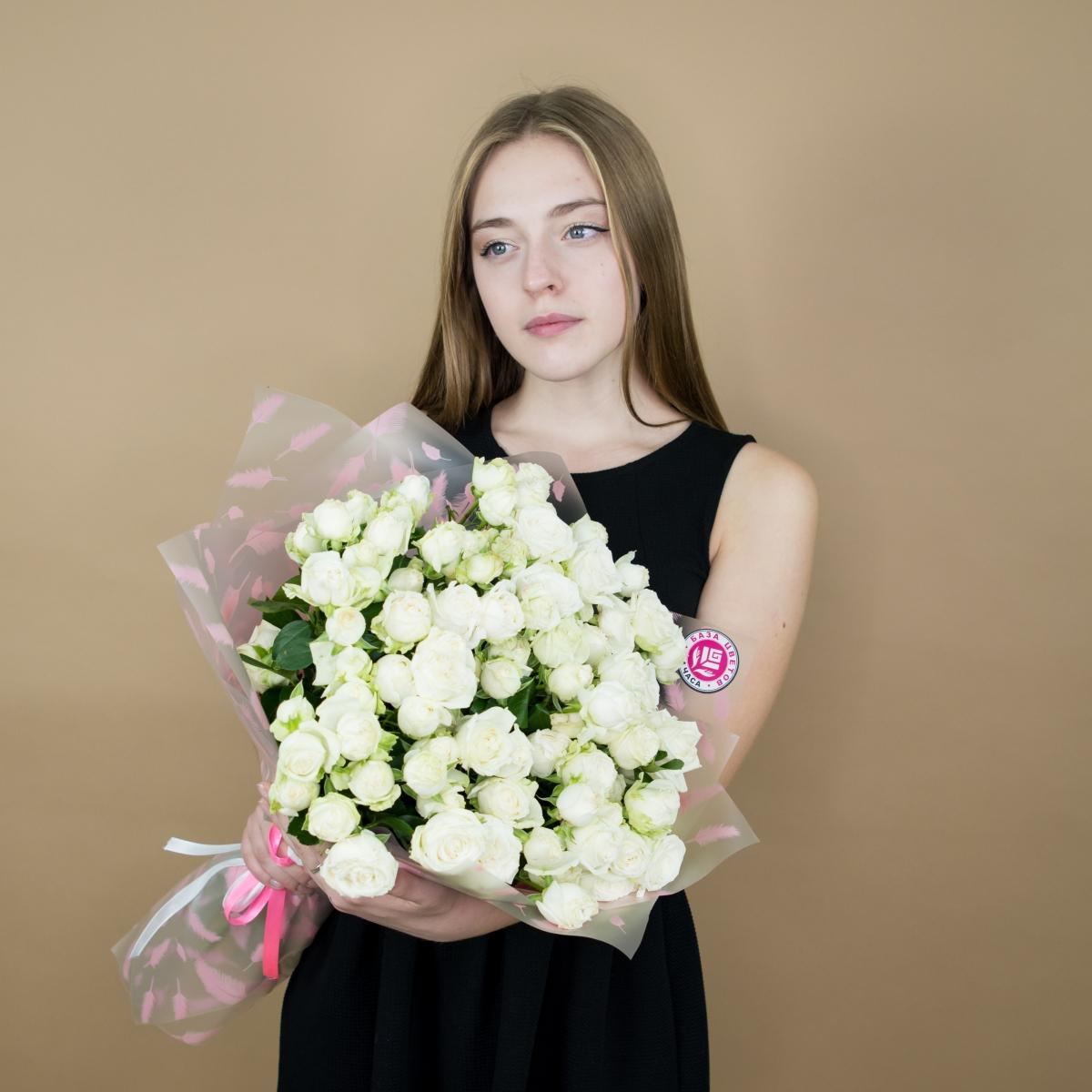 Розы кустовые белые [код - 4176]
