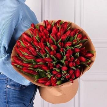 Красные тюльпаны 101 шт (Артикул  151206)